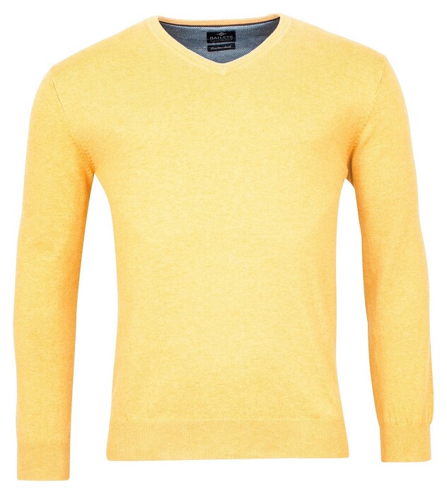 Baileys Uni V-Neck Cotton Single Knit Trui Geel