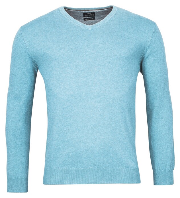 Baileys Uni V-Neck Cotton Single Knit Trui Soft Blue