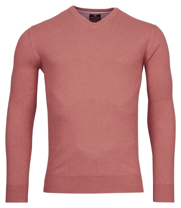 Baileys Uni V-Neck Cotton Single Knit Trui Zalm