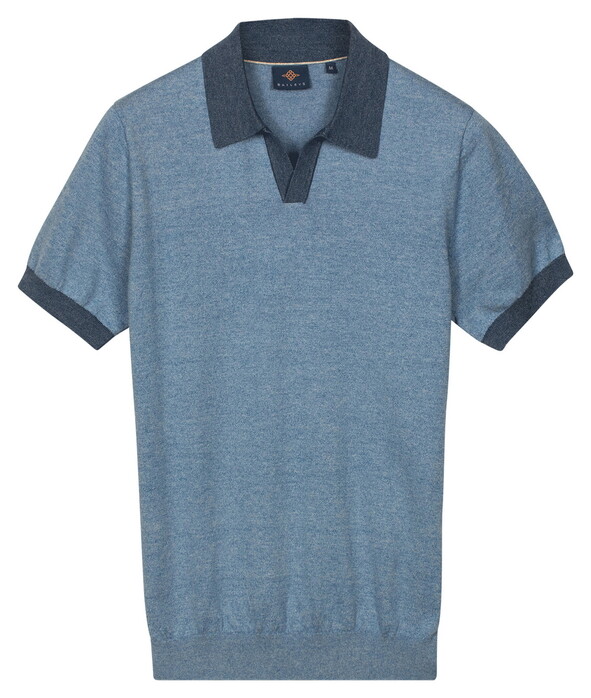 Baileys V-Collar No Button Single Jersey Knit Poloshirt Riviera Blue