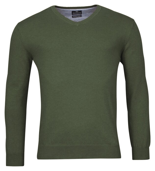 Baileys V-Hals Single Knit Pima Cotton Trui Donker Groen