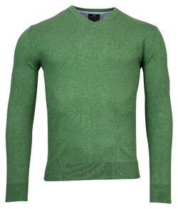 Baileys V-Hals Single Knit Pima Cotton Trui Groen Melange