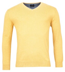 Baileys V-Hals Single Knit Pima Cotton Trui Light Yellow Melange