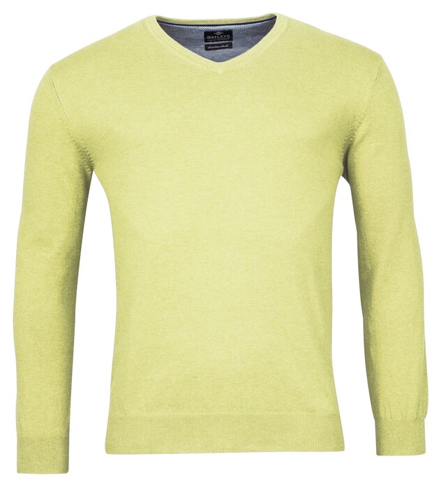 Baileys V-Hals Single Knit Pima Cotton Trui Lime Melange