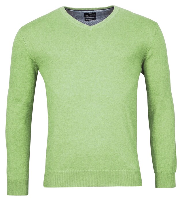 Baileys V-Hals Single Knit Pima Cotton Trui Midden Groen