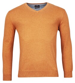 Baileys V-Hals Single Knit Pima Cotton Trui Ochre Melange