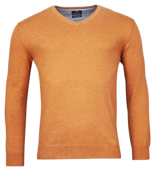 Baileys V-Hals Single Knit Pima Cotton Trui Ochre Melange