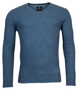 Baileys V-Neck Allover 2-Tone Structure Knit Trui Raf Blue