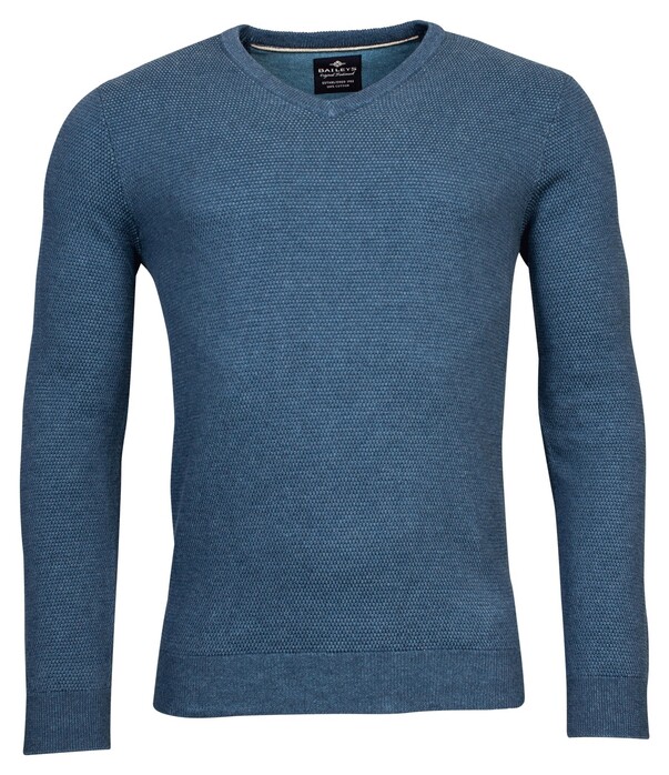 Baileys V-Neck Allover 2-Tone Structure Knit Trui Raf Blue