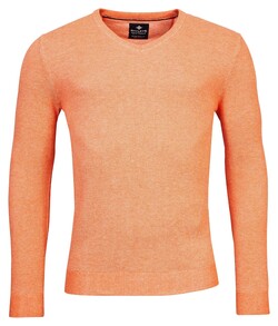 Baileys V-Neck Body And Sleeves Two-Tone Structure Jacquard Pullover Mid Orange