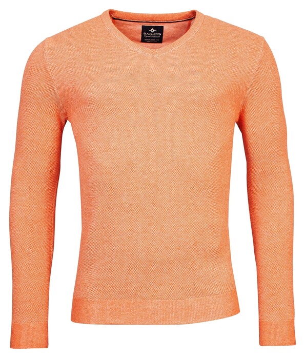 Baileys V-Neck Body And Sleeves Two-Tone Structure Jacquard Trui Mid Orange