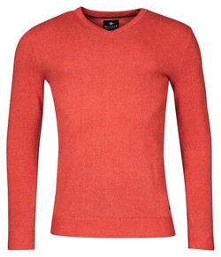 Baileys V-Neck Cotton 2-Tone Jacquard Trui Dark Coral Melange