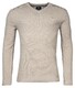 Baileys V-Neck Cotton 2-Tone Jacquard Trui Donker Beige Melange