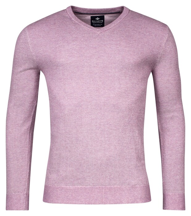 Baileys V-Neck Cotton 2-Tone Jacquard Trui Lilac Melange