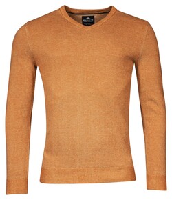 Baileys V-Neck Cotton 2-Tone Jacquard Trui Ochre Melange