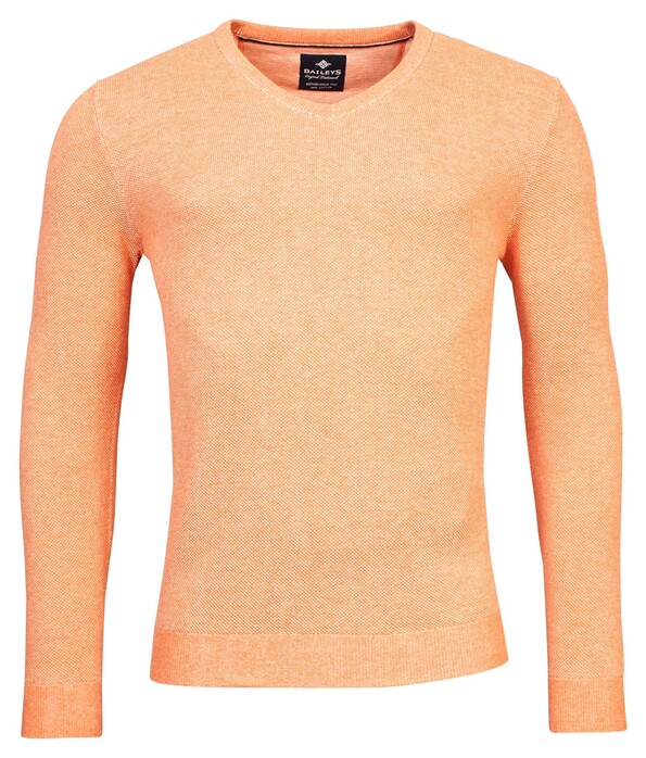 Baileys V-Neck Cotton 2-Tone Jacquard Trui Soft Coral Melange