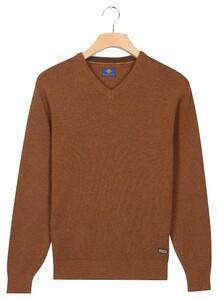 Baileys V-Neck Cotton Allover Fine Texture Two-Tone Pullover Copper