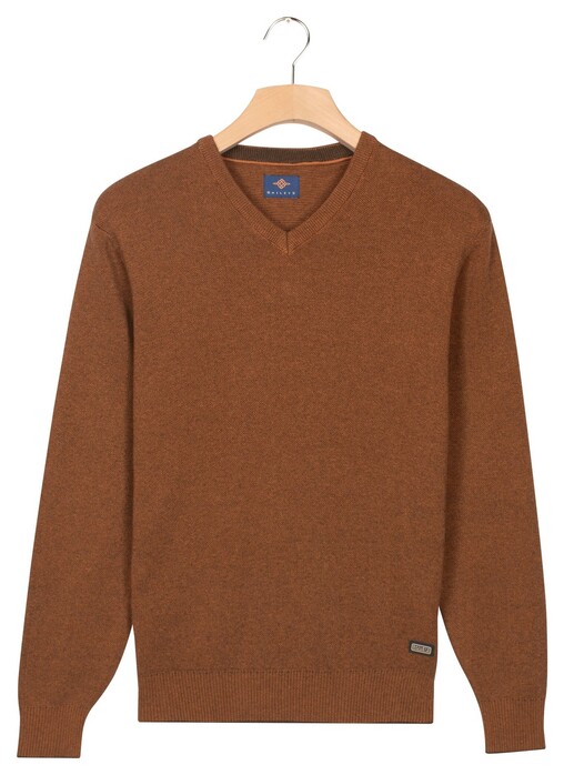 Baileys V-Neck Cotton Allover Fine Texture Two-Tone Trui Copper