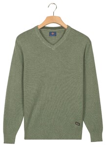 Baileys V-Neck Cotton Allover Fine Texture Two-Tone Trui Dark Forest