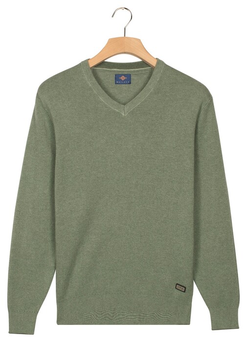 Baileys V-Neck Cotton Allover Fine Texture Two-Tone Trui Dark Forest