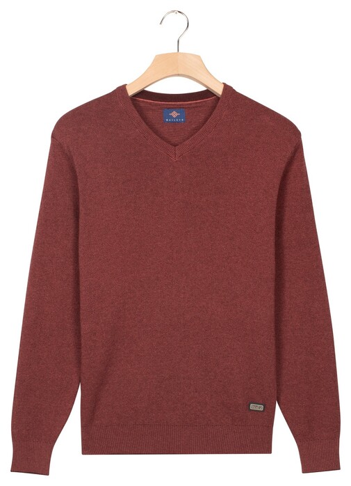 Baileys V-Neck Cotton Allover Fine Texture Two-Tone Trui Mauve Melange