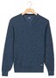 Baileys V-Neck Cotton Allover Fine Texture Two-Tone Trui Midden Blauw