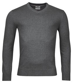 Baileys V-Neck Cotton Cashmere Single Knit Pullover Dark Grey
