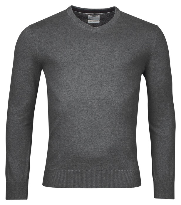 Baileys V-Neck Cotton Cashmere Single Knit Trui Dark Grey