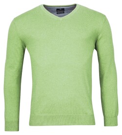 Baileys V-Neck Cotton Single Knit Trui Midden Groen