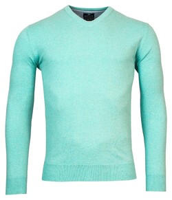 Baileys V-Neck Cotton Single Knit Trui Olive Melange