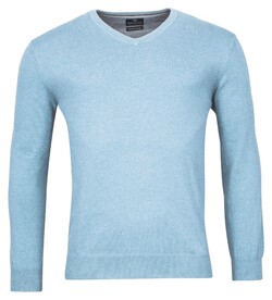 Baileys V-Neck Cotton Single Knit Trui Pastel Blauw