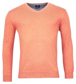 Baileys V-Neck Cotton Single Knit Trui Soft Coral Melange