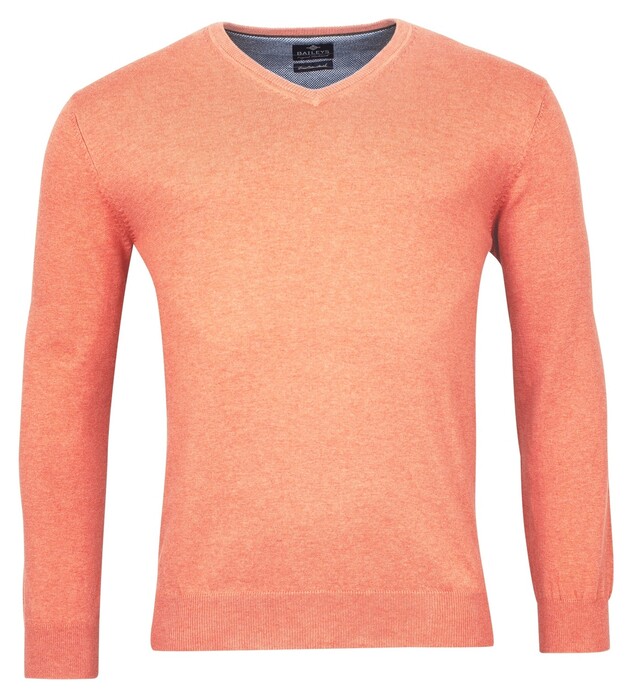 Baileys V-Neck Cotton Single Knit Trui Soft Coral Melange