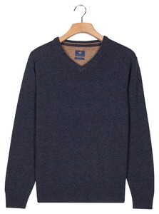Baileys V-Neck Lambswool Single Knit Pullover Dark Blue