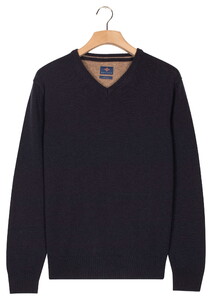 Baileys V-Neck Lambswool Single Knit Pullover Navy