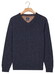 Baileys V-Neck Lambswool Single Knit Trui Dark Blue