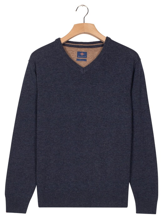 Baileys V-Neck Lambswool Single Knit Trui Dark Blue