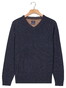 Baileys V-Neck Lambswool Single Knit Trui Dark Blue