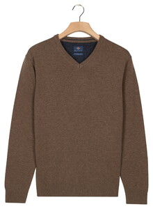 Baileys V-Neck Lambswool Single Knit Trui Donker Taupe