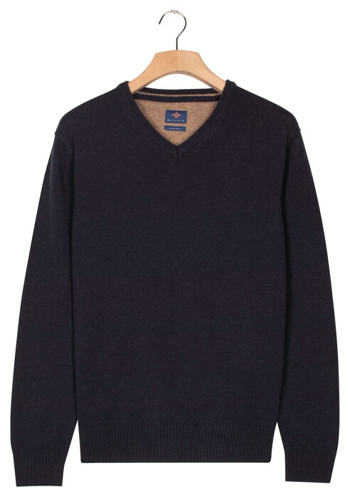 Baileys V-Neck Lambswool Single Knit Trui Navy