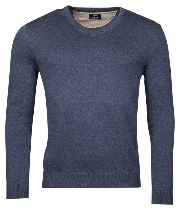 Baileys V-Neck Pullover Single Knit Deep Denim Blue