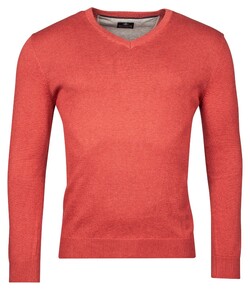 Baileys V-Neck Pullover Single Knit Trui Coral Melange