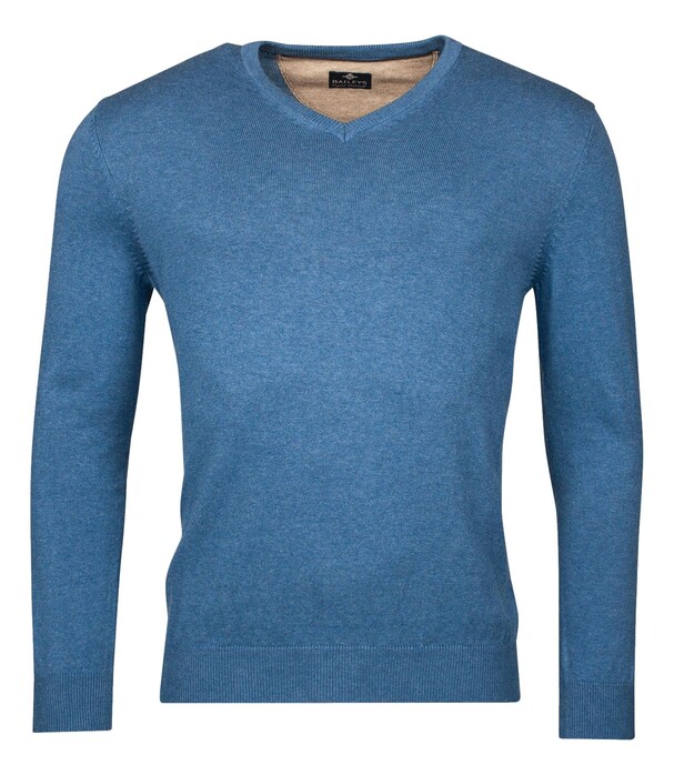 Baileys V-Neck Pullover Single Knit Trui Delft Blue