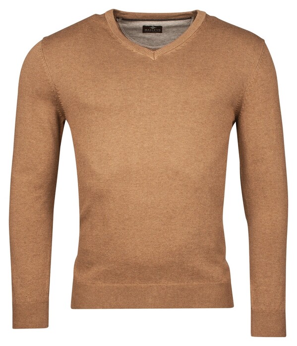 Baileys V-Neck Pullover Single Knit Trui Taupe