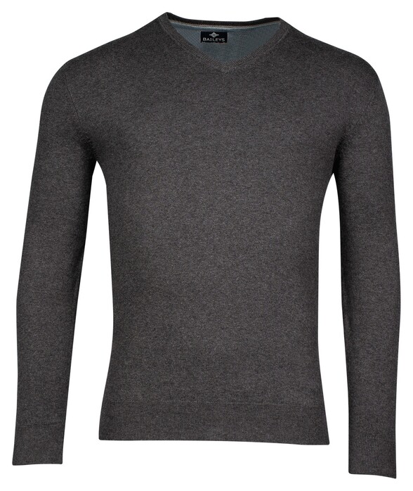 Baileys V-Neck Single Knit Pima Cotton Pullover Anthracite