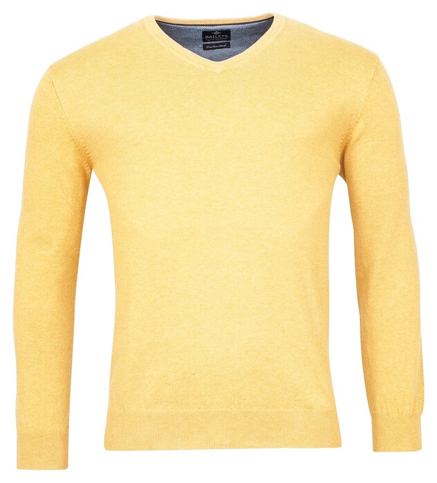 Baileys V-Neck Single Knit Pima Cotton Pullover Light Yellow Melange