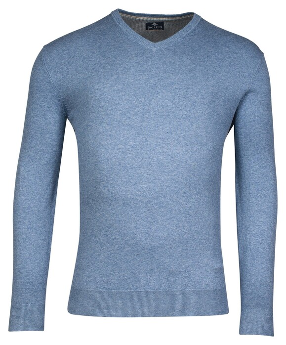 Baileys V-Neck Single Knit Pima Cotton Trui Licht Blauw