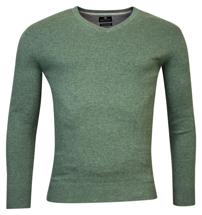 Baileys V-Neck Single Knit Pima Cotton Trui Misty Green