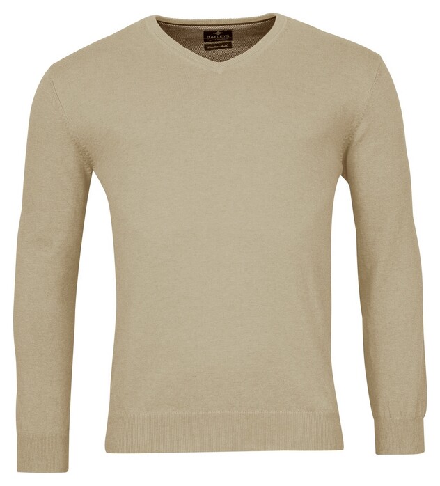 Baileys V-Neck Single Knit Uni Pima Cotton Trui Beige