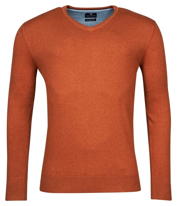 Baileys V-Neck Single Knit Uni Pima Cotton Trui Red Earth